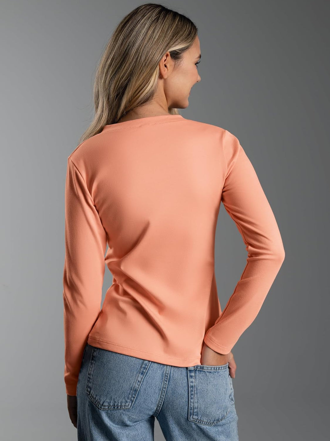 Trigema Damen Trigema Langarmshirt mit V-Ausschnitt Langarmshirt (1er Pack) S Puder, S Puder
