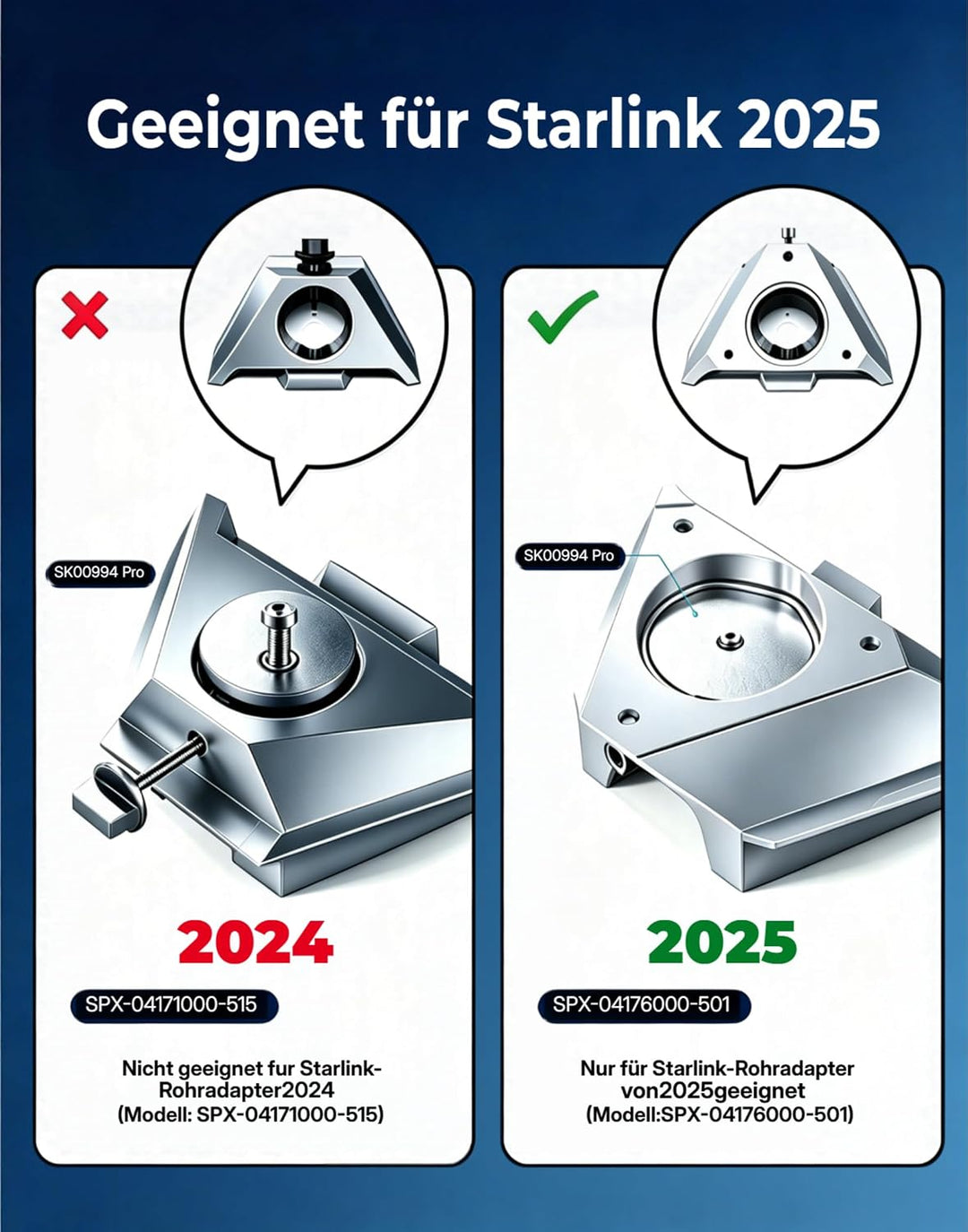 2025 Starlink Mini-Stativhalterung, Aluminiumhalterung mit 1/4"-20 Gewinde, verstellbare Klemme für