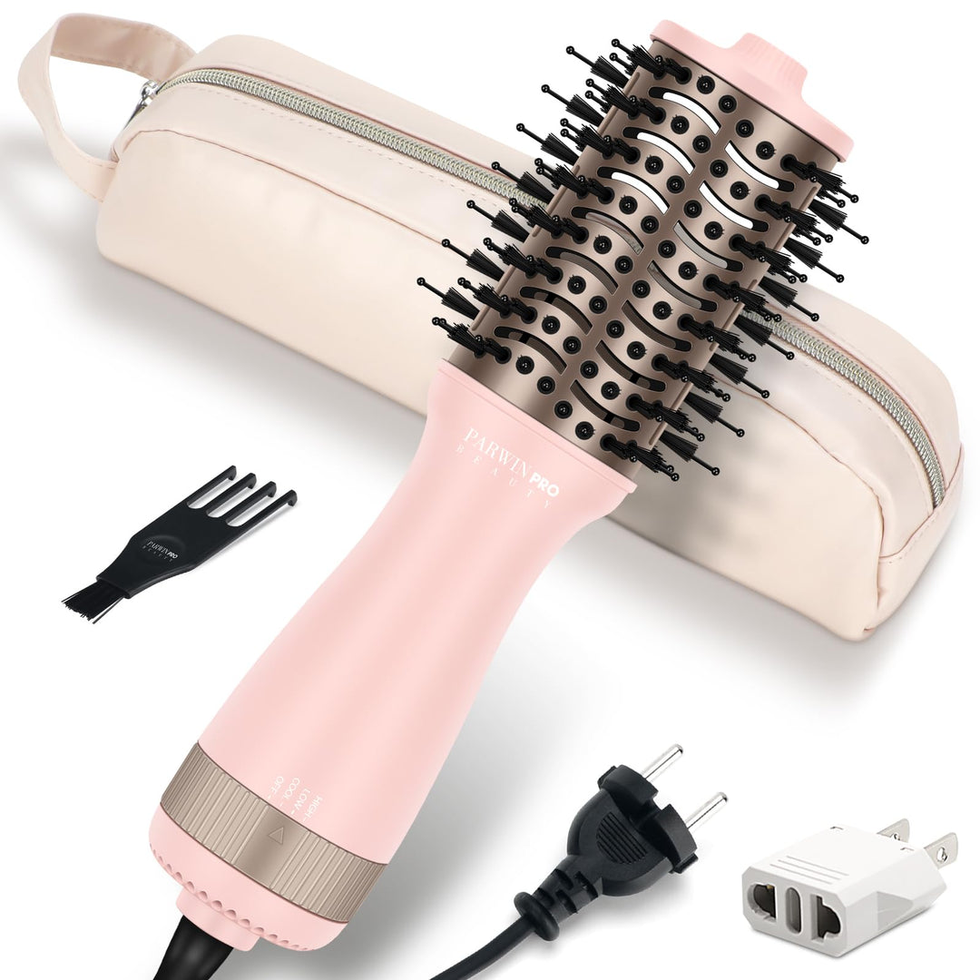 Leichte Reise-Warmluftbürste, PARWIN PRO BEAUTY Dual Voltage Föhnbürste Rosa, Rosa
