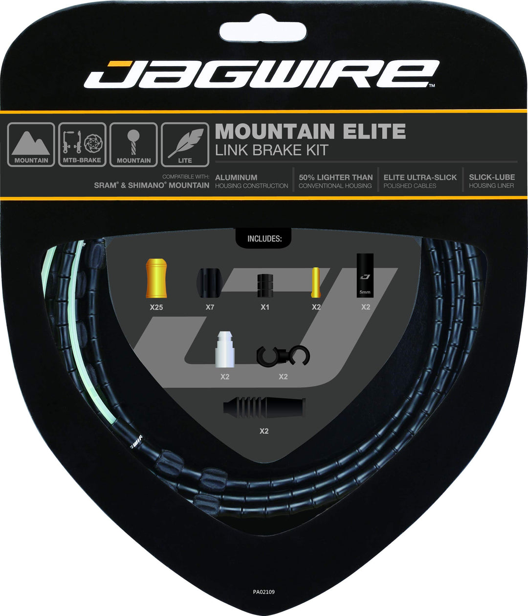 Jagwire Kit Mountain Elite Link Frein Kabelset und Ummantelungen TU EU Schwarz, TU EU Schwarz
