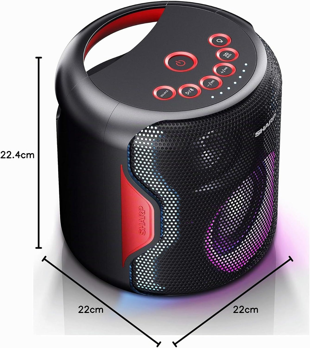 SHARP PS-919 (BK) Partylautsprecher, 14 Stunden Wiedergabezeit, Bluetooth, TWS: Koppeln eines weiter