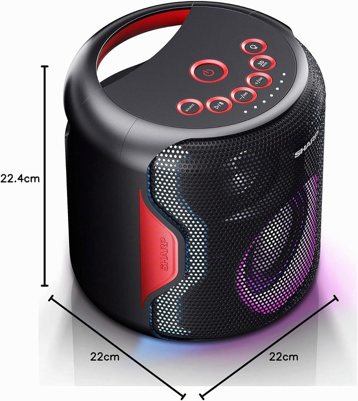 SHARP PS-919 (BK) Partylautsprecher, 14 Stunden Wiedergabezeit, Bluetooth, TWS: Koppeln eines weiter