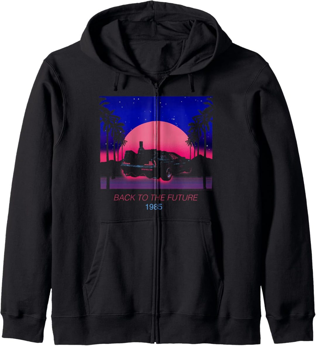 Back To The Future 1985 Neon Delorean Sunset Kapuzenjacke