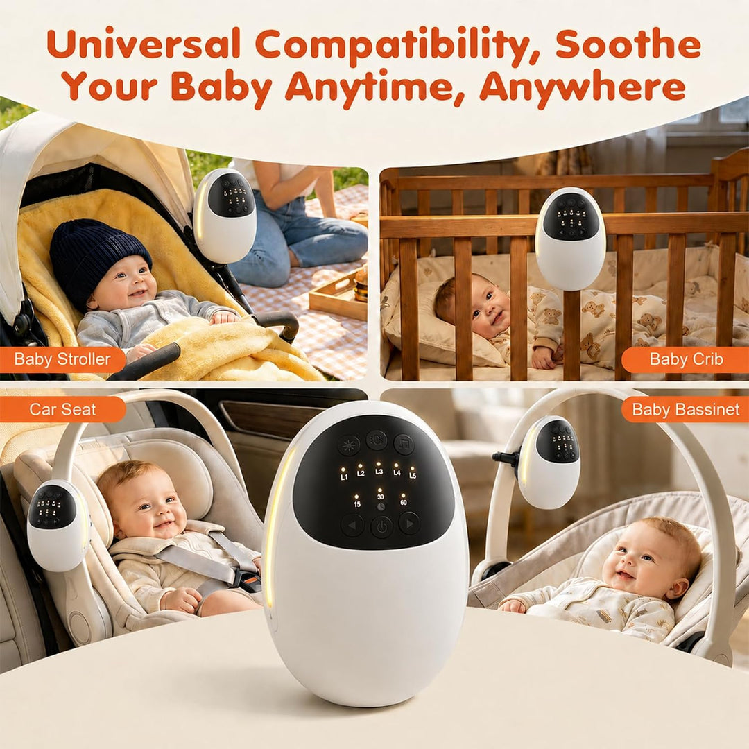 Kinderwagen Schaukler mit 5 Vibrationsstufen, Beruhigendem Weissrauschen &amp; Bluetooth Lautsprecher, E