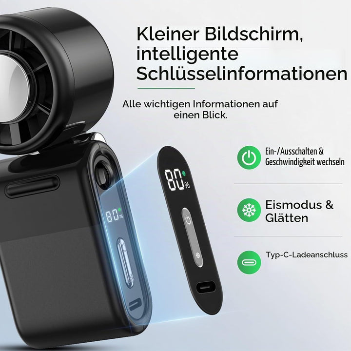 MERTTURM Tragbarer Handventilator Mit Eiskühlung auf 16℃, 100 Stufen und 9.9m/s Starkem Luftstrom, 3