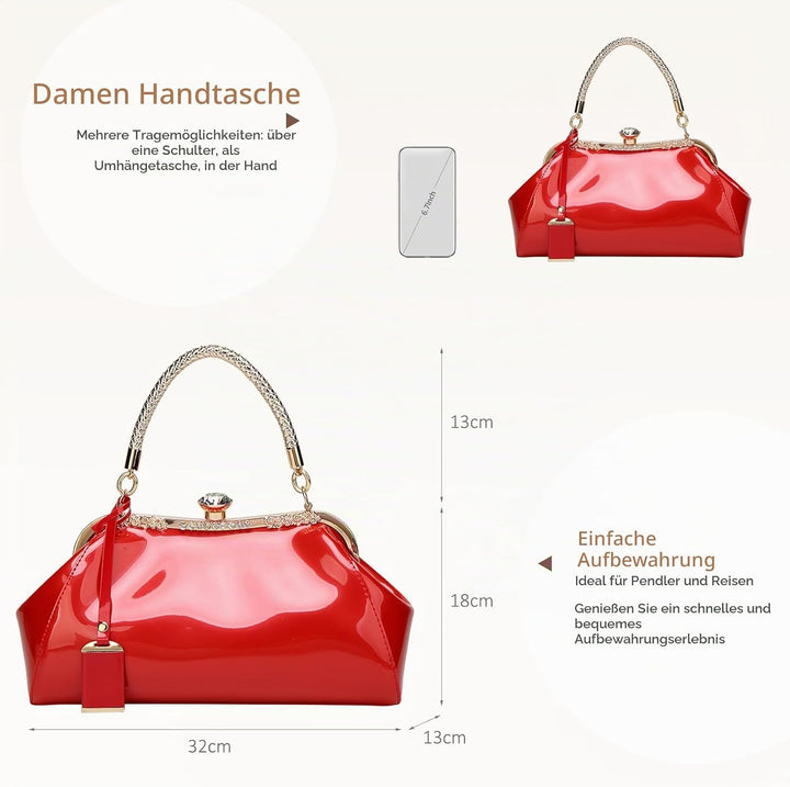 NICOLE &amp; DORIS Handtaschen für Damen Lackleder Handtaschen Abendtasche für Party Hochzeit schulterta