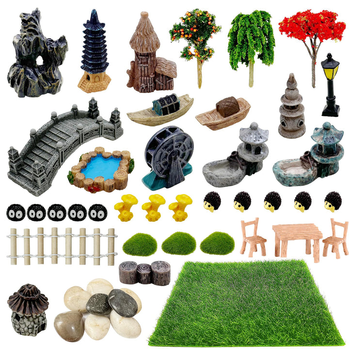 Cayway Mini Zen Miniatur Garten Miniatur Garten Deko Miniatur Gartenzubehör Ornamente, Garten Gras M
