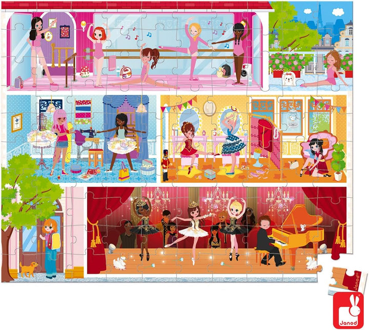 Janod - Puzzle für Kinder Tanzschule, 100 Teile - Lernspiel - Feinmotorik und Konzentration - Koffer