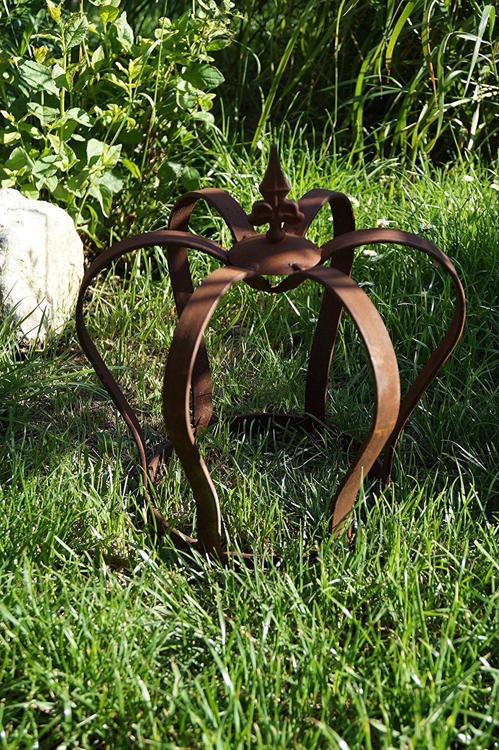 Edelrost Krone Lilie zum Stellen Gartendekoration 32 x 28cm