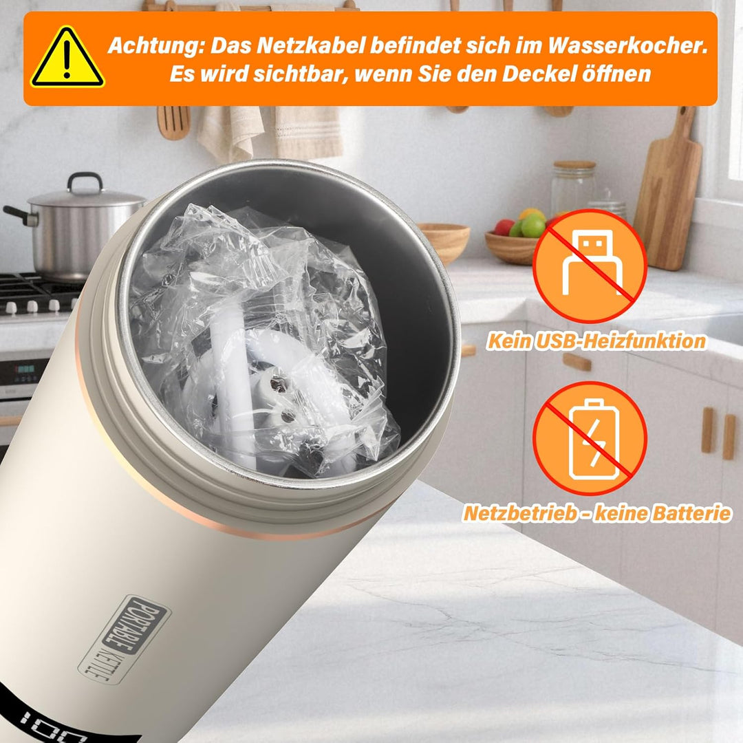 Reisewasserkocher Klein 500ML,Schnell Wasser Kochen Kleiner Wasserkocher Reise für Unterwegs Mini Wa