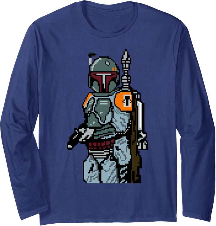 Star Wars Boba Fett Pixelated Portrait Langarmshirt