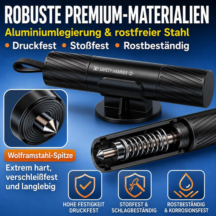 Notfallhammer Auto mit Gurtschneider, 2-in-1 Wolframstahl, 2 Stück