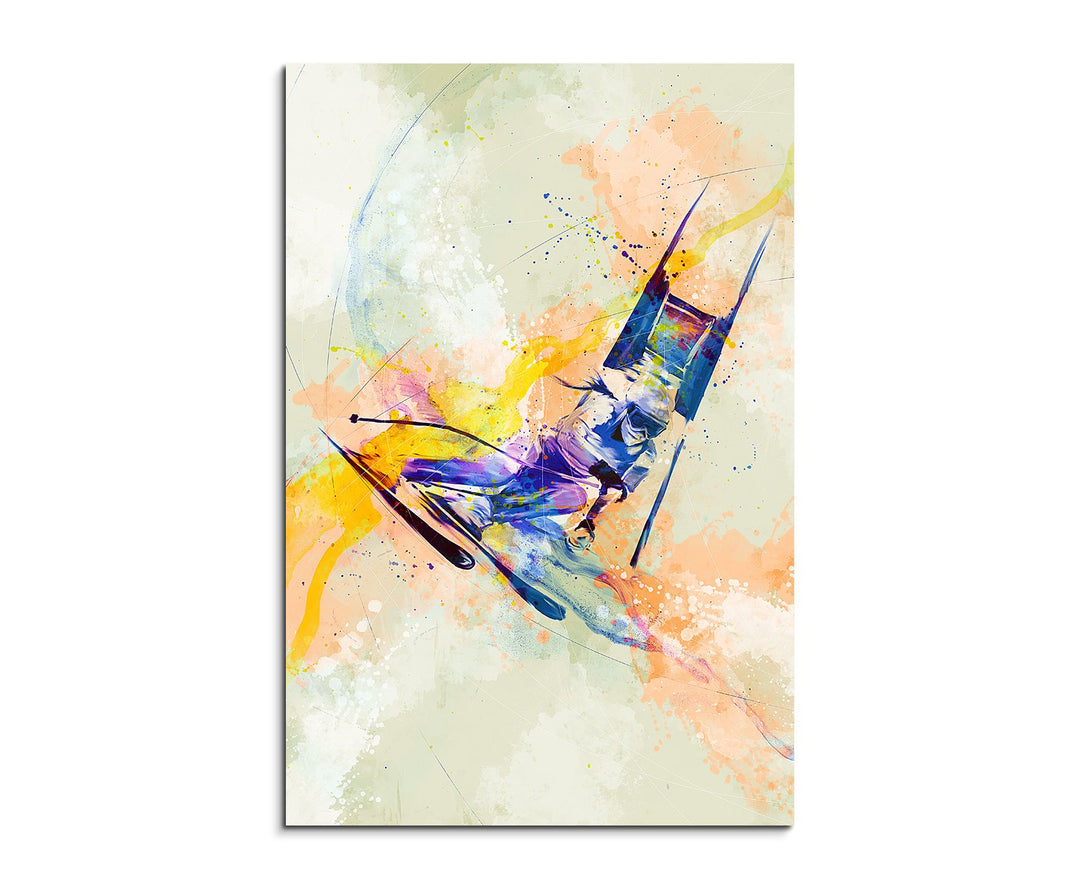 Ski Alpin III 90x60cm Wandbild SPORTBILD Aquarell Art tolle Farben von Paul Sinus