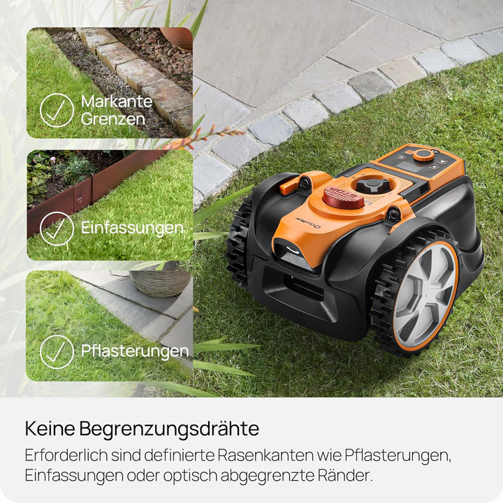 LawnMaster Roboter-Rasenmäher mit Kamera-Navigation, App und Ladestation. Auto-Charge. Ohne Begrenzu