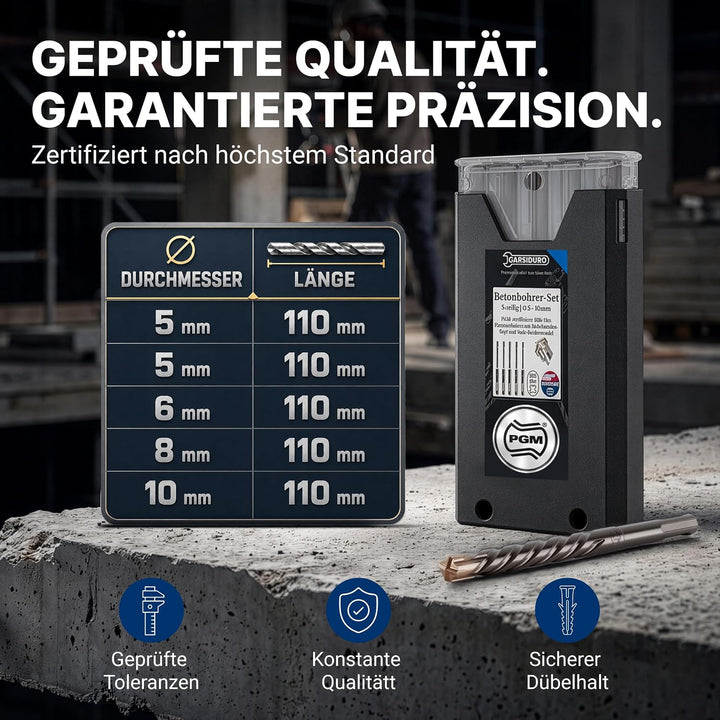 SDS Plus Betonbohrer Set PGM zertifiziert [5tlg. Ø 5-8 mm]