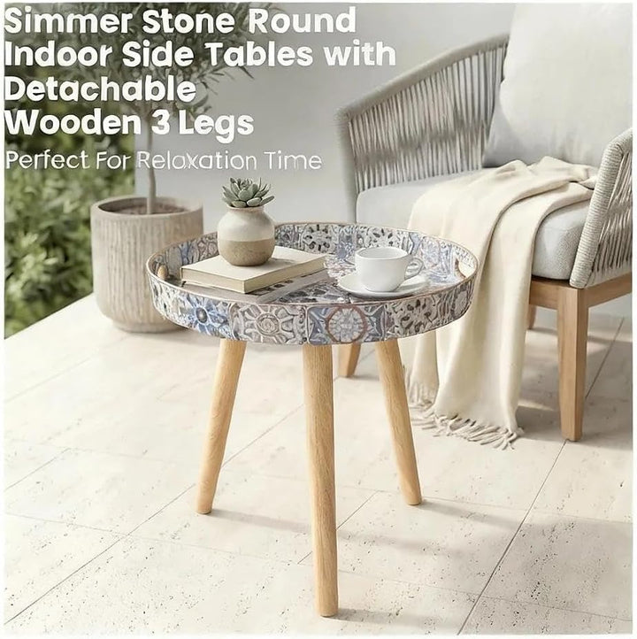 Simmer Stone Kunststoff-Tablett mit abnehmbaren drei Holzbeinen, 45 cm (17,7 Zoll), vielseitiger Bei