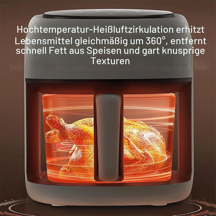 3,3L Heissluftfritteuse mit Sichtfenster &amp; Full Touch Screen, 8 Programme Kompakter Airfryer 360° He