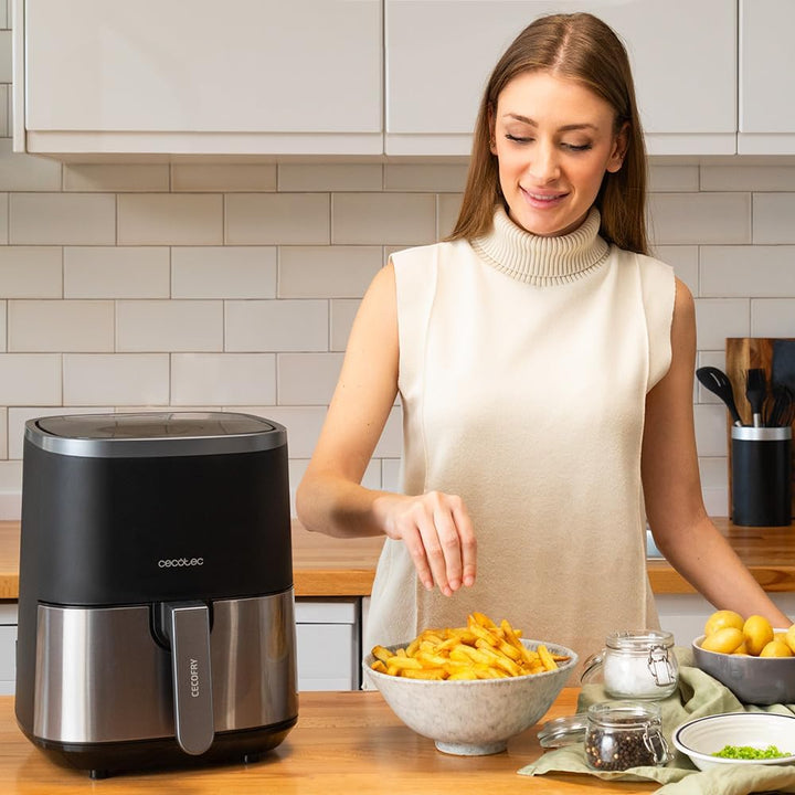 Cecotec Heissluftfritteuse ohne Öl, 4 L Cecofry Fantastik Inox 4000. Air Fryer. 1400 W, Kompakt, Tou