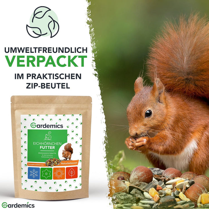 Gardemics Eichhörnchen Futter mit extra vielen Haselnüssen [2kg] I Artgerechtes Eichhörnchenfutter o