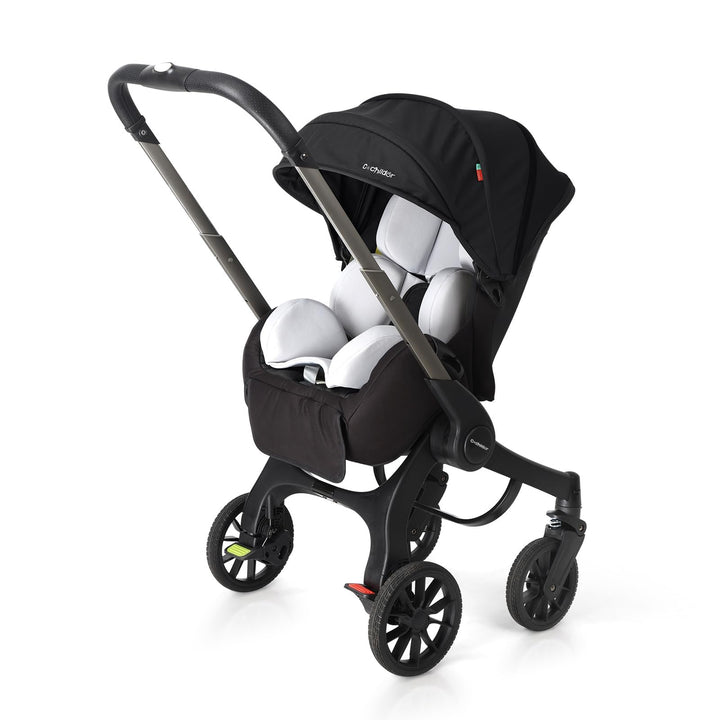 Cochildor Kinderwagen, Reisekinderwagen mit Stossdämpfenden PU-Rädern Schwarz, Schwarz
