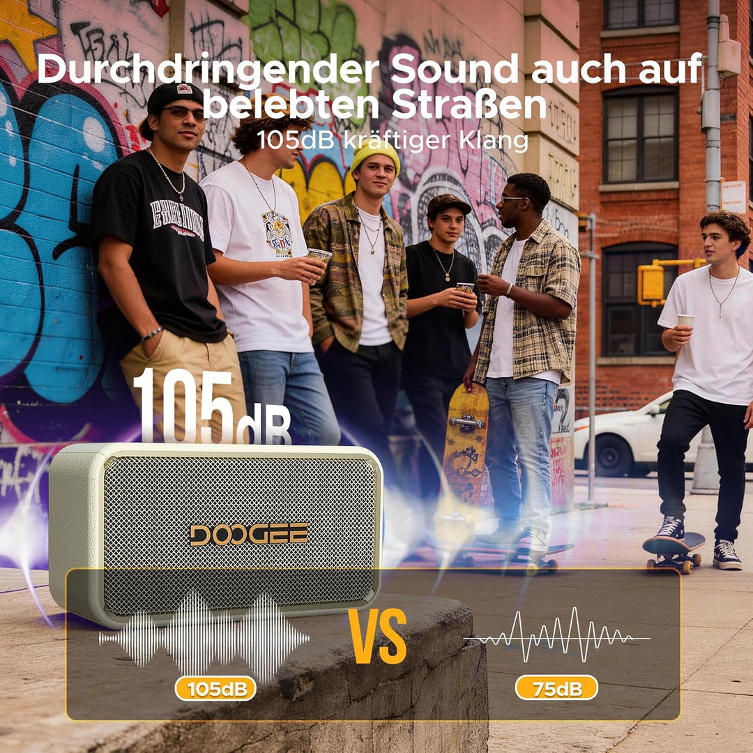Field Rush Tragbarer Lautsprecher, Kabellos Koppelbar Lautsprecher über 28 Stunden Spielzeit, IP67 S