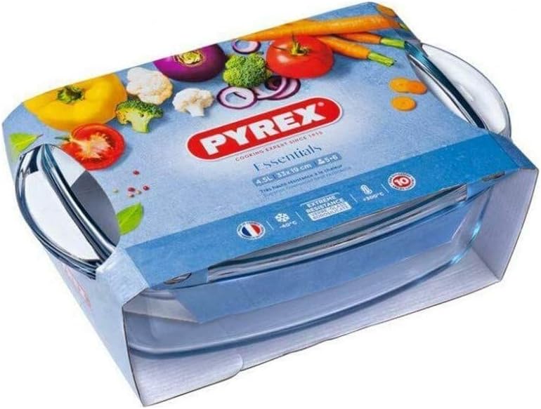 Pyrex 466000 Kasserolle eckig, Glas, 2,4 l Deckel