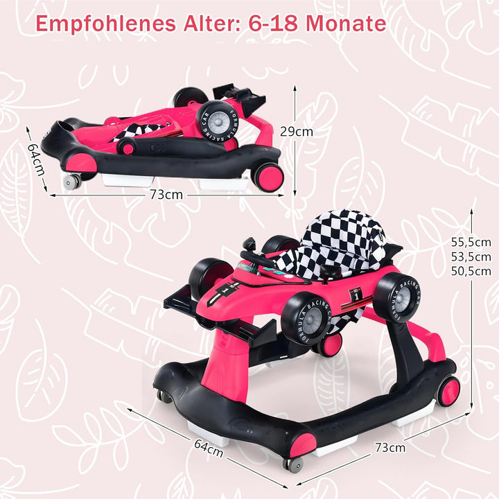 COSTWAY 4 in 1 Lauflernhilfe, Lauflernwagen klappbar mit einstellbarer Höhe &amp; Geschwindigkeit, Baby