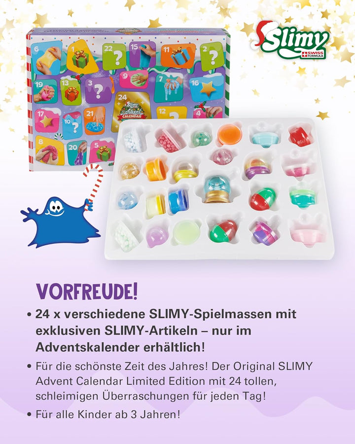 SLIMY Adventskalender Limited Edition mit 24 verschiedenen Spielmassen im DOPPELPACK - Original Slim