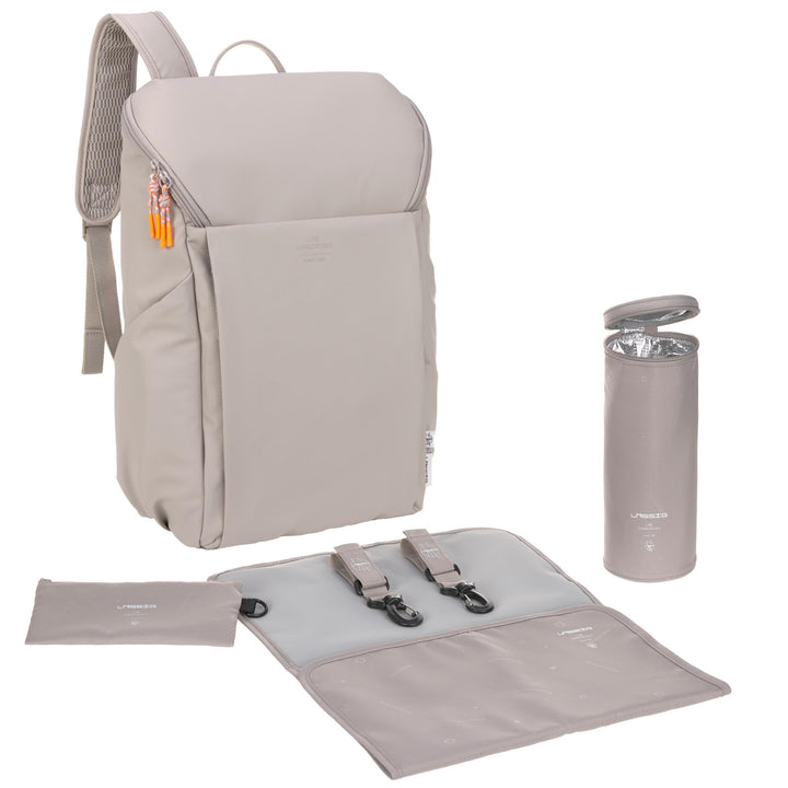 LÄSSIG Baby Wickelrucksack mit Wickelunterlage, Kinderwagenbefestigung und Flaschenhalter/GRE Slende