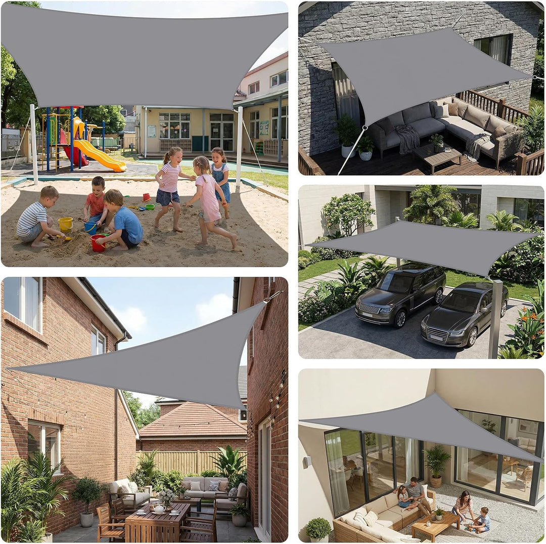 3x4m Sonnensegel Rechteckig Wasserdicht Sonnenschutz, Hellgrau Hellgrau 3x4m, Hellgrau 3x4m
