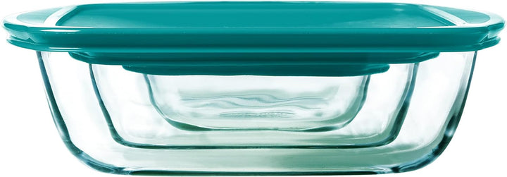 Pyrex® - Cook &amp; Store - 3er Set rechteckige Glasschalen mit Deckel (0,4l, 1,1l und 2,5l) - BPA-frei