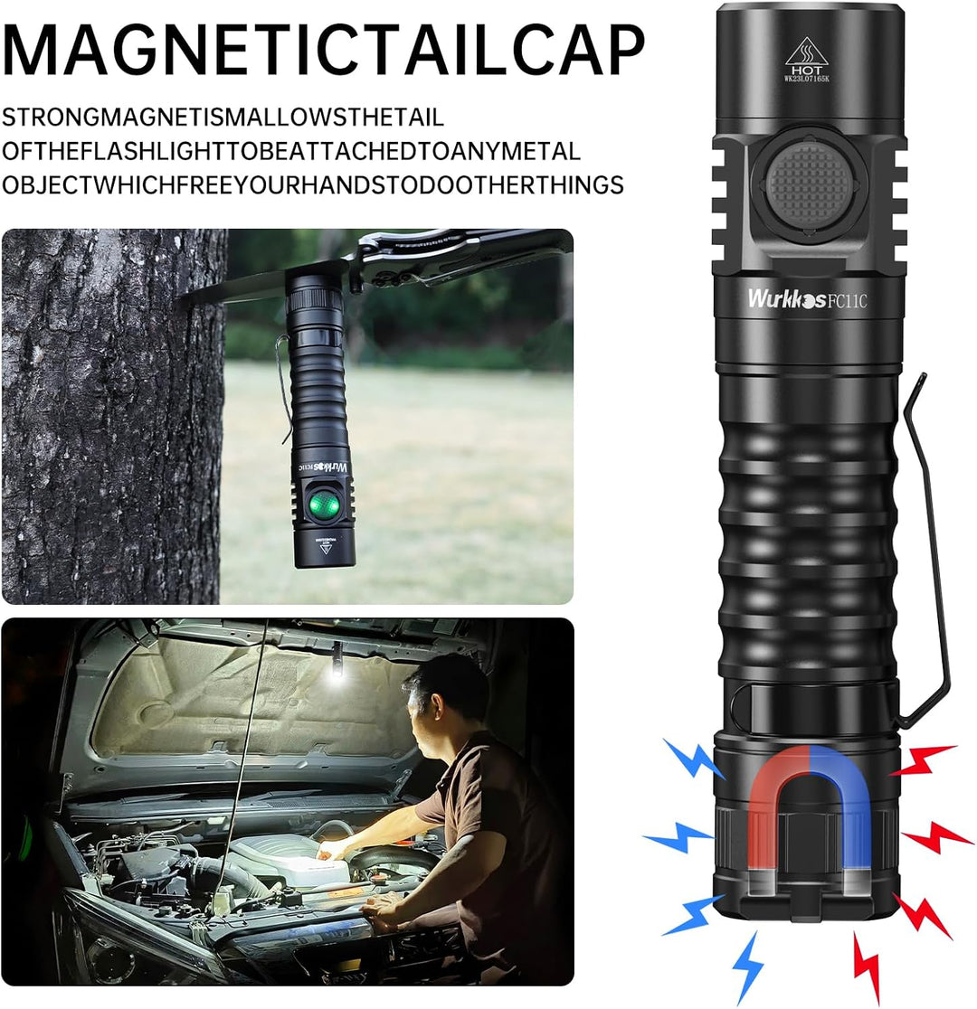 Wurkkos FC11C LED-Taschenlampe,superhelle LED-Taschenlampe,1300Lumen 4000K Taschenlampe,90CRI,519A L