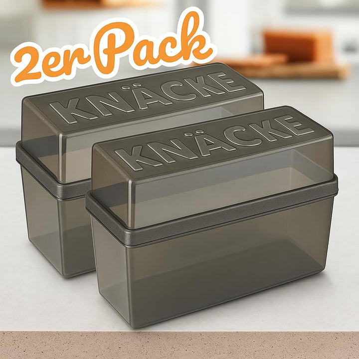 Knäckebrotdose Knäckebrot Box mit Deckel - Brotbox - luftdicht - Aufbewahrungsbox - Transparent/weis