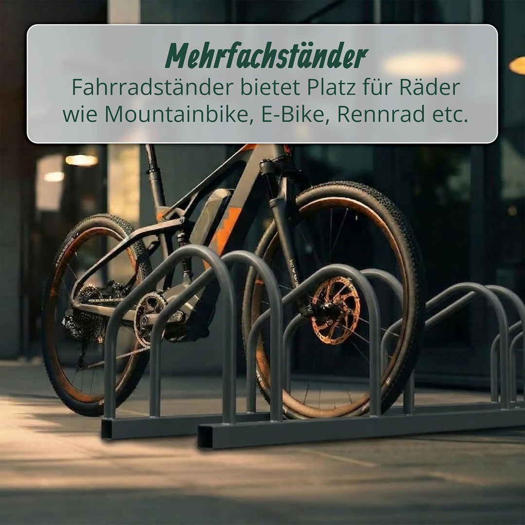 Relaxdays Fahrradständer Boden &amp; Wandmontage, 4 Räder, bis 65 mm Reifenbreite, Garage, Reihenparker,