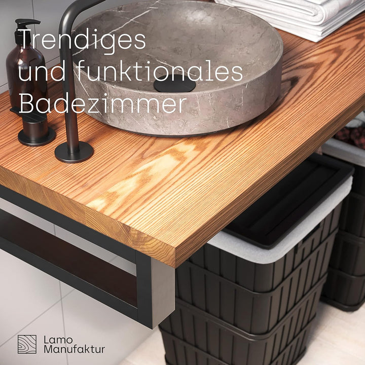LAMO Manufaktur Waschtischplatte, Holzplatte Waschtisch, 50x60 cm (AxB), Dunkel, ohne Montageset, LW