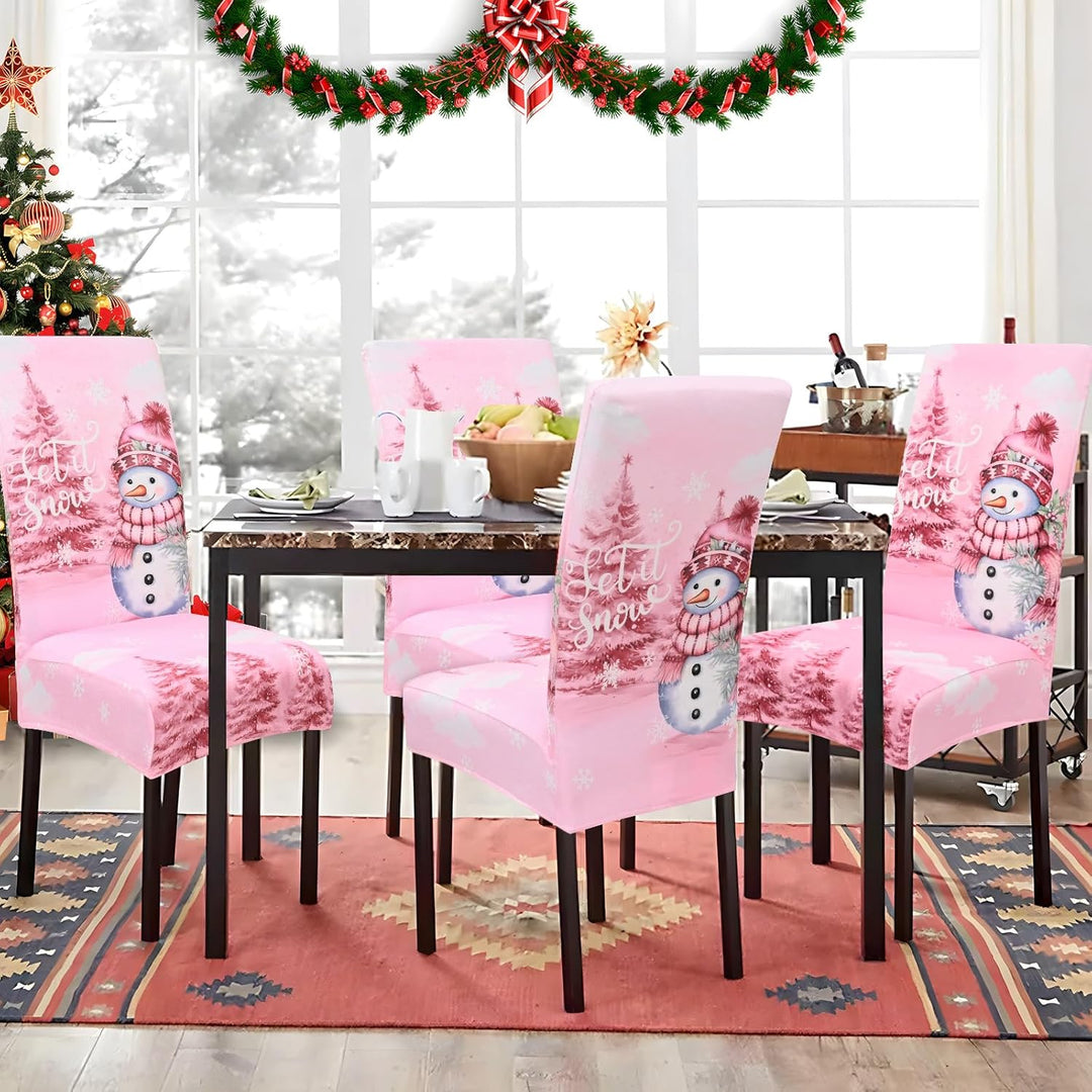 Yugarlibi Weihnachten Stretch Stuhlhussen 4er Set Stuhlbezug Schwingstuhl Universal Weihnachtsbaum E