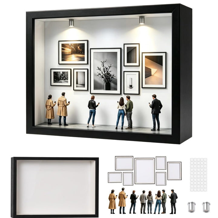 DIY Mini Museum Bilderrahmen, 3D Silhouette Box mit LED &amp; Miniaturfiguren