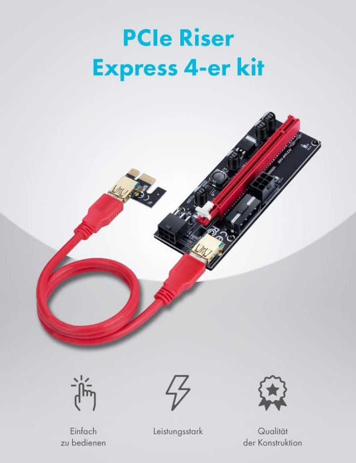 GRAUGEAR PCIe Riser Express Kits - 4 Stück