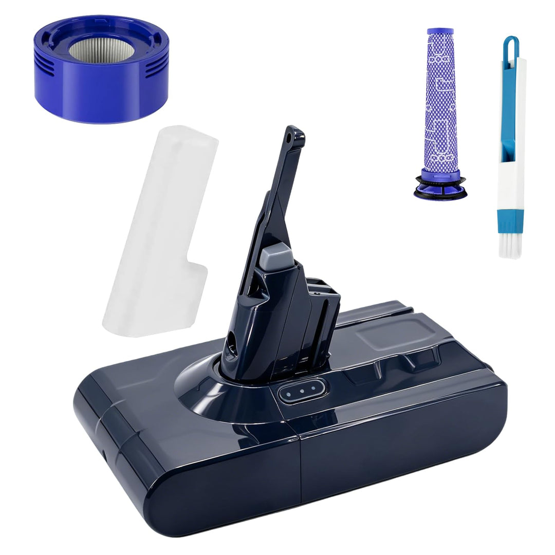 6800 mAh Ersatzakku für Dyson V8, Akku kompatibel mit Dyson V8 Staubsaugerserie + 2 Filter,für SV10