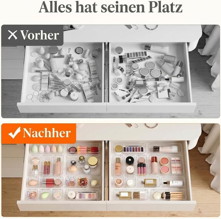 Lifewit 27 Stücke Schubladen Organizer mit 4 Grössen, Schminktisch Ordnungssystem, Klar Kunststoff M