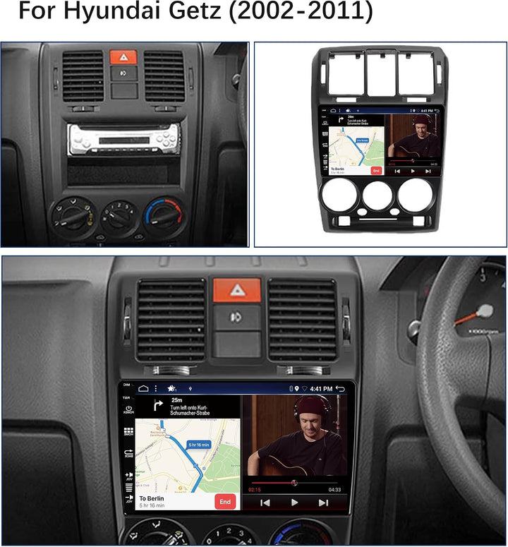 Android 15 IPS Autoradio Passt für Hyundai Getz (2002-2011) - Eingebautes CarPlay Android Auto - KOS
