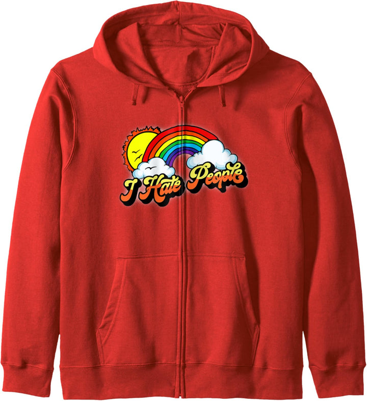 I Hate People Funny Antisocial Introvert Vintage Rainbow Kapuzenjacke