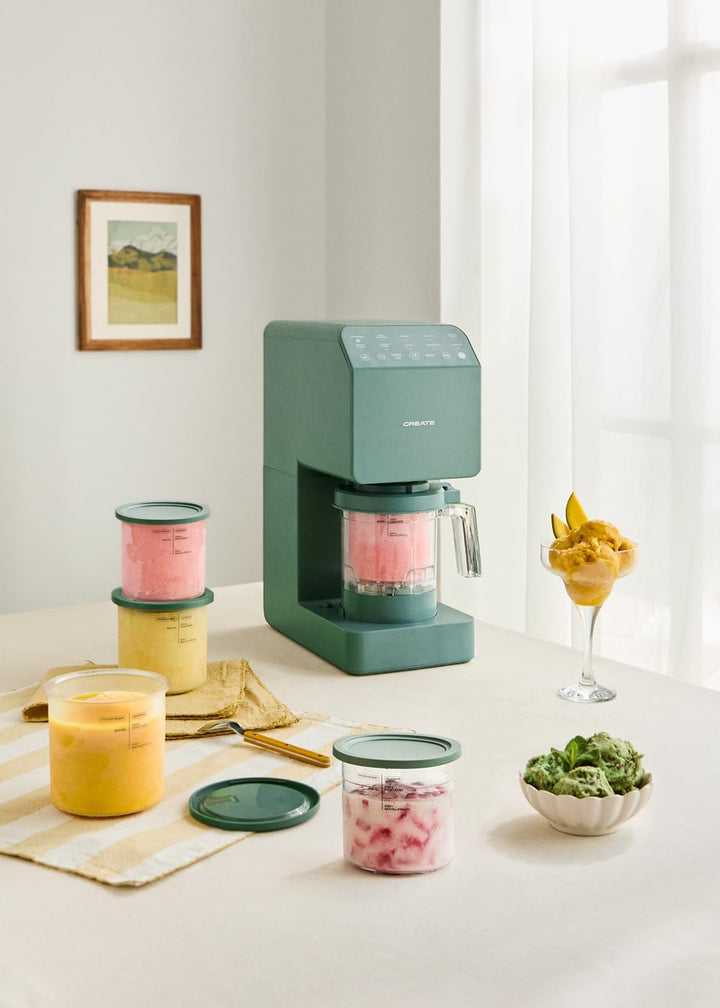CREATE ICE CREAM MAKER STUDIO / Multifunktions-Eismaschine, 600 ml, 5 Behälter, Salbeigrün / Magnetv