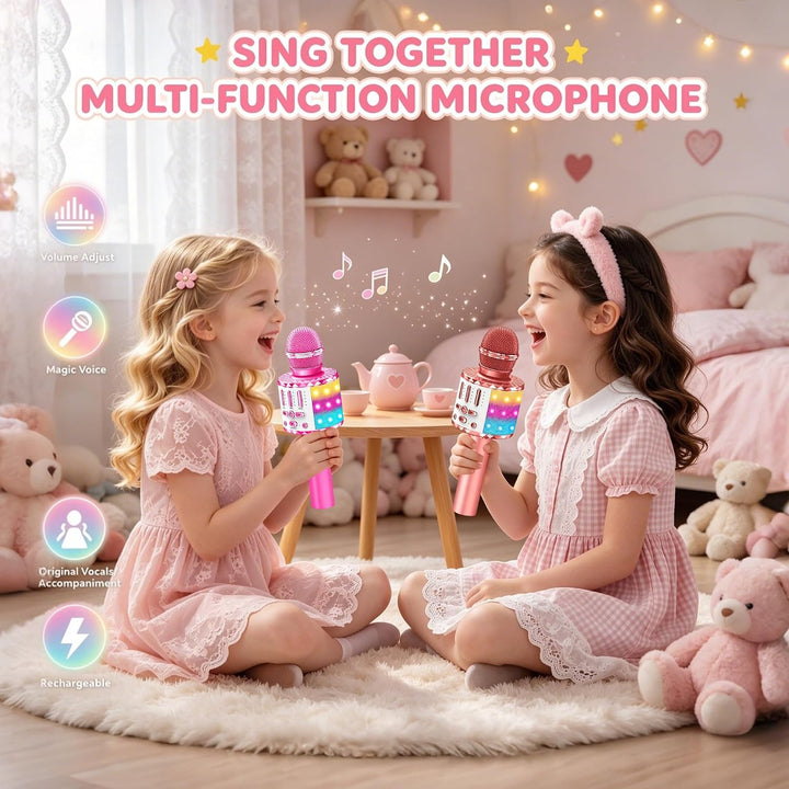Karaoke Mikrofon, LED Drahtloses Bluetooth Mikrofon zum Singen mit Lautsprecher, Karaoke Spielzeug K