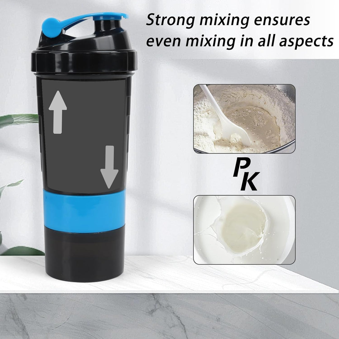 Shaker-Flasche – Protein-Shaker-Becher mit Aufbewahrungsfächern, auslaufsichere Workout-Shake-Flasch