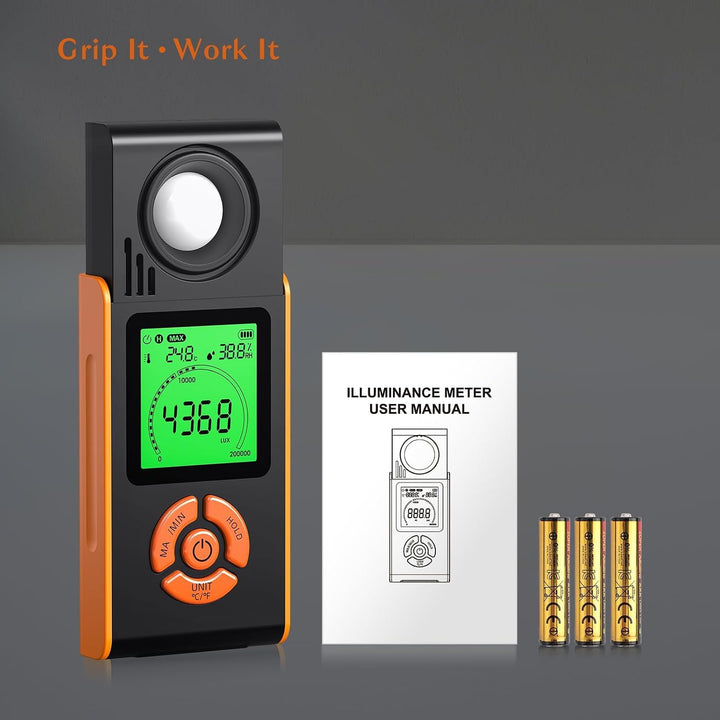 Digitales Luxmeter mit 3-Farben-Display 0 bis 200.000 Lux