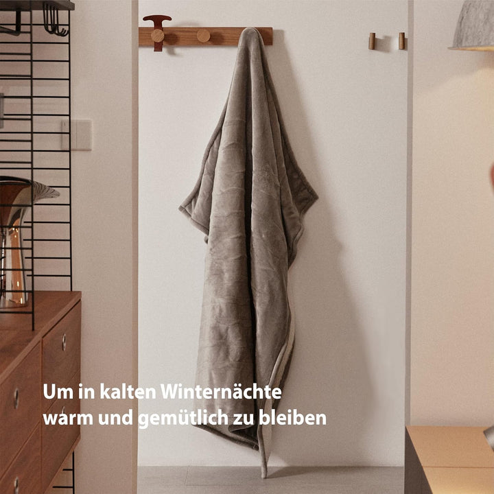 GOTCOZY Heizdecke 130x160 cm - Weicher seidiger Plüsch Wärmedecke Heizdecke 9 Heizstufen und 10 Stun