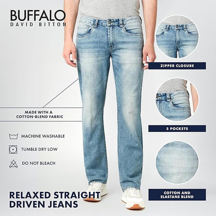 Buffalo David Bitton Herren Jeans Relaxed Straight Leg Driven Jean with Stretch Fabric 28W / 32L San