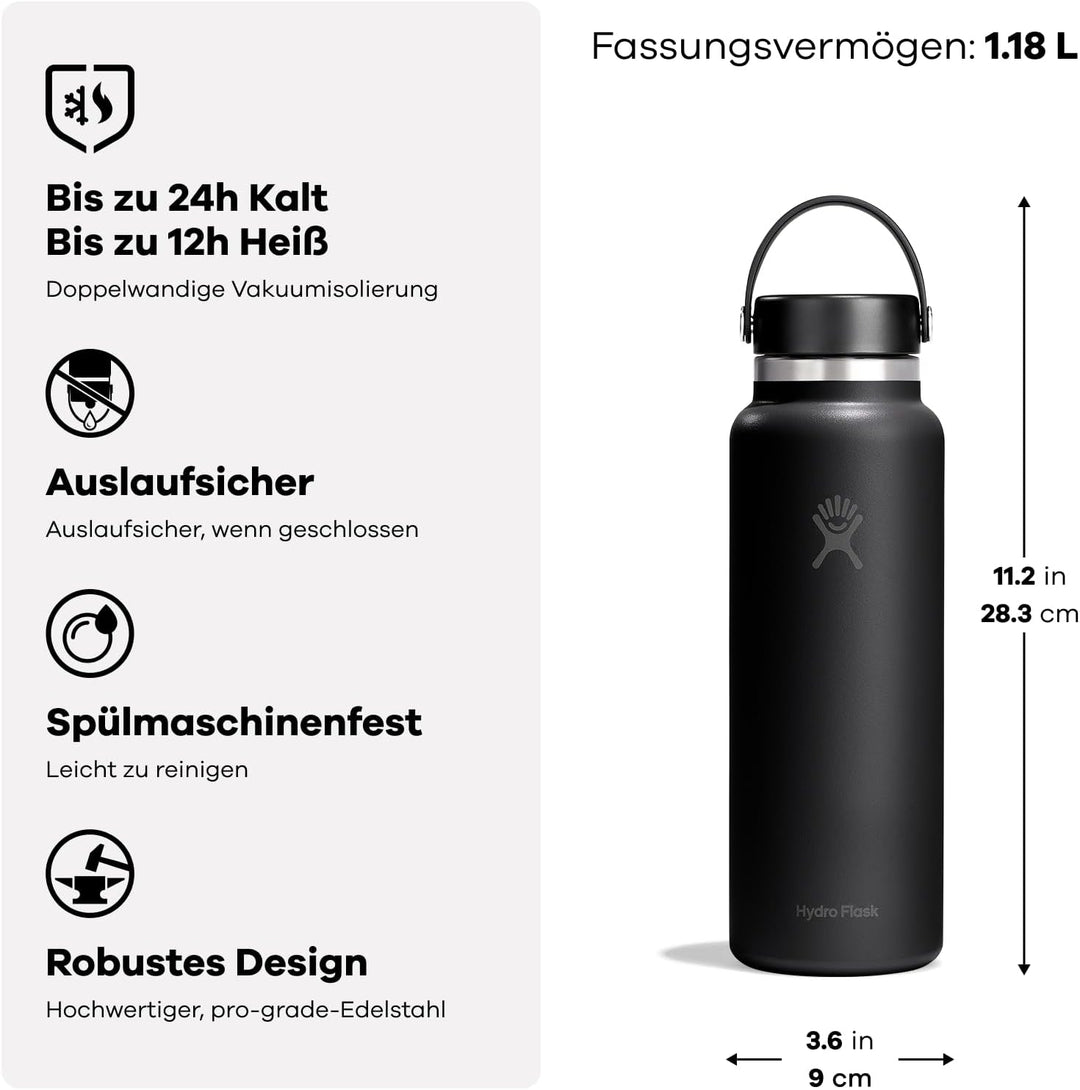 Hydro Flask – Wide Flex Cap 1,182 ml (40 oz) Bottle 1183 ml Harbor Blue, 1183 ml Harbor Blue