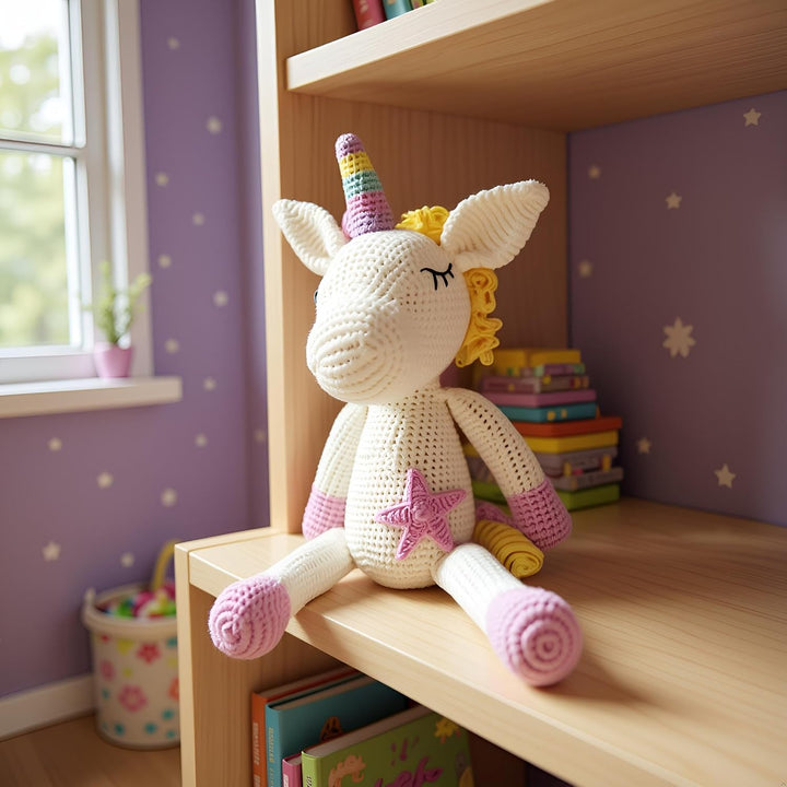 Handgehäkeltes Einhorn Stofftier, Amigurumi-Tierspielzeug, Handgehäkelte originelle Geschenke für Ba